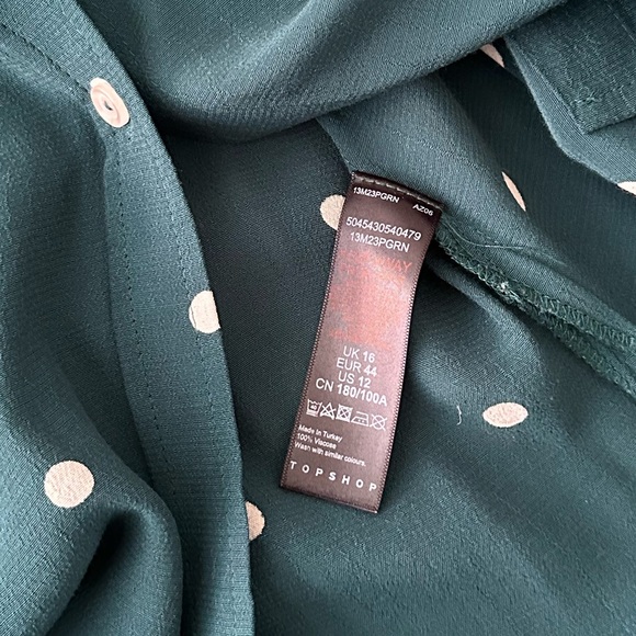 Top Shop Green Dot bottom down shirt - US12 - Picture 5 of 5